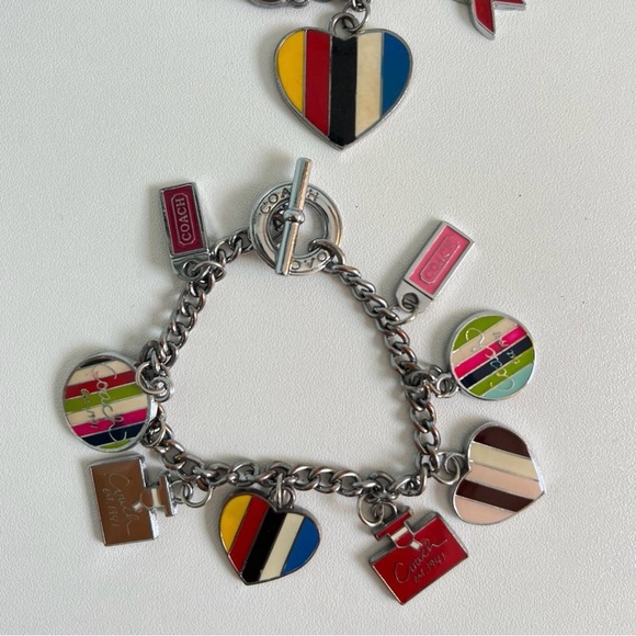 Coach Multicolor Brass Charm Necklace and Bracelet Set - Picture 2 of 8